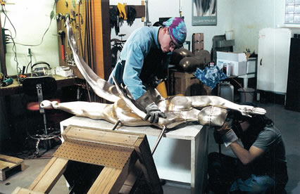 The cast bronze is being refined in preparation for the patina.